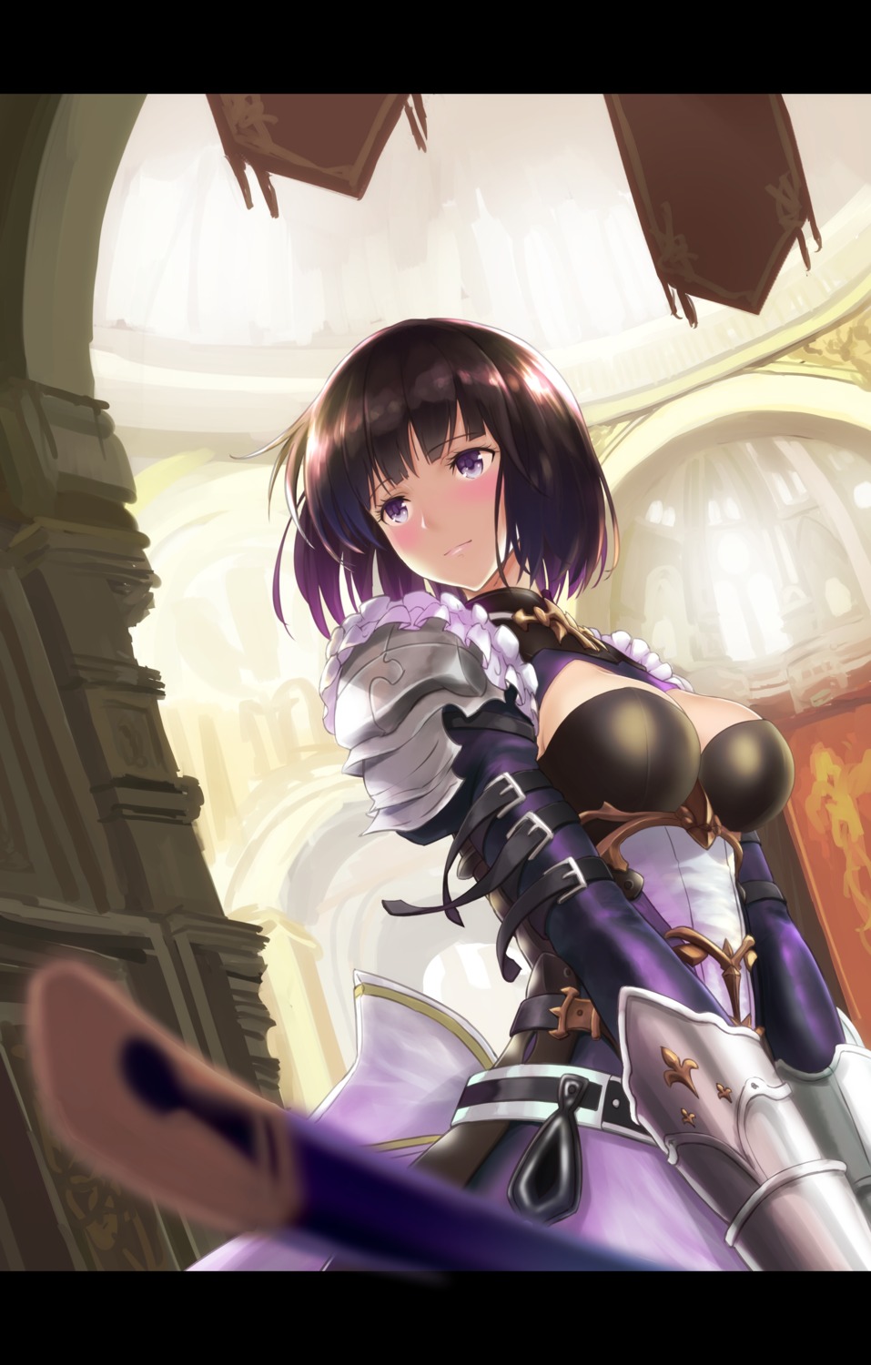 aiu_eo, armor, cleavage, dress, shadowverse, sword