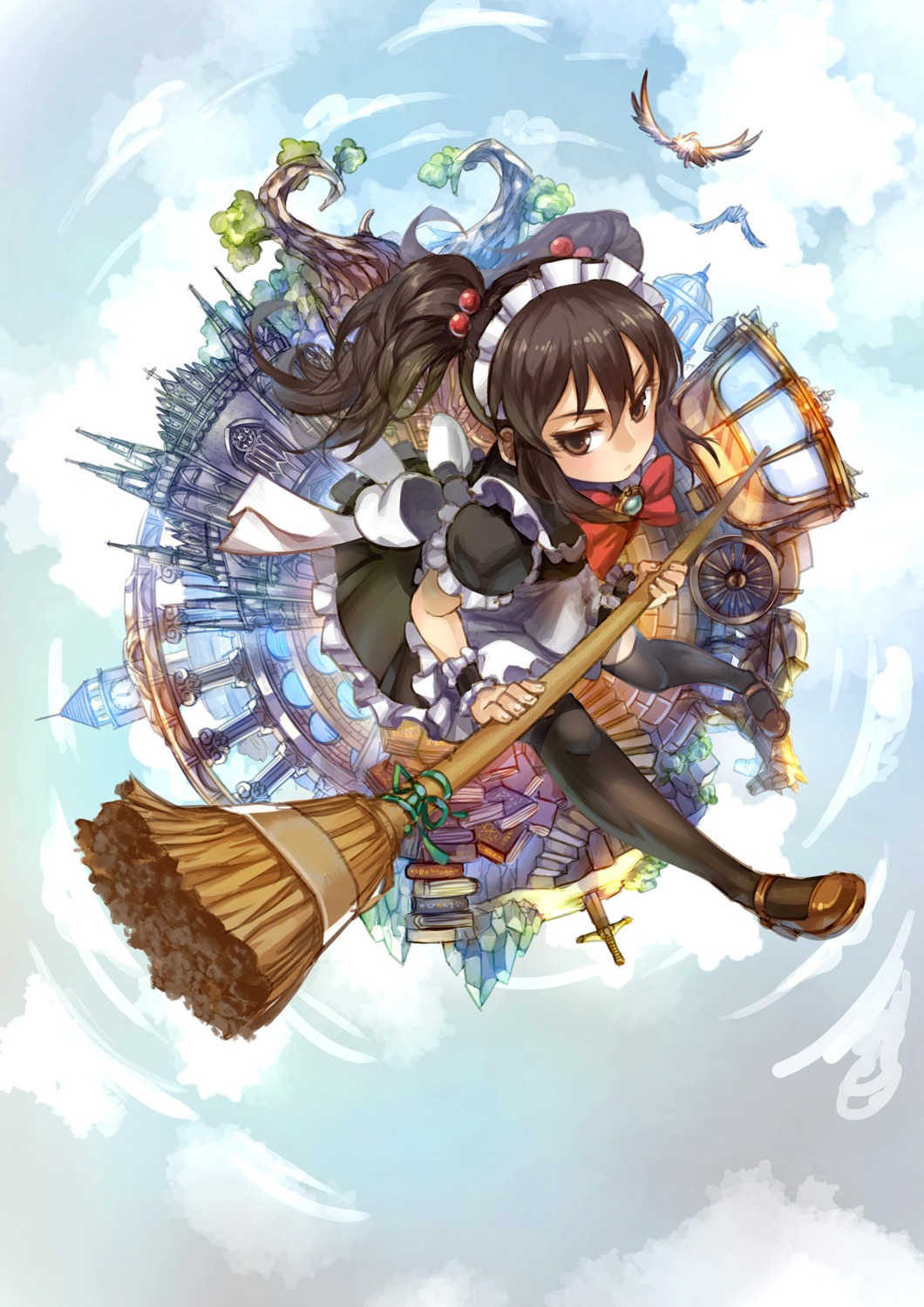jian_zi, maid, thighhighs