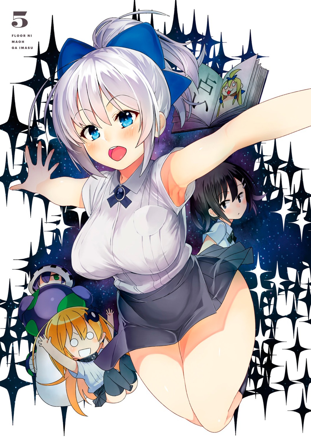 amon_patricia, chibi, floor_ni_maou_ga_imasu, igarashi_mutsu, kawakami_masaki, seifuku, skirt_lift, thighhighs