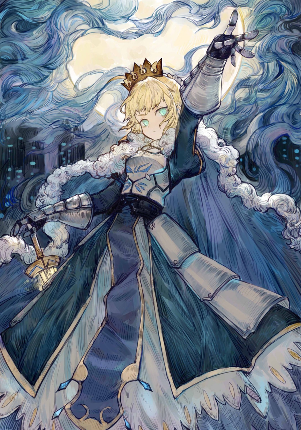 armor, artoria_pendragon_(fate), dress, fate/grand_order, fate/stay_night, rosette_(yankaixuan), sword