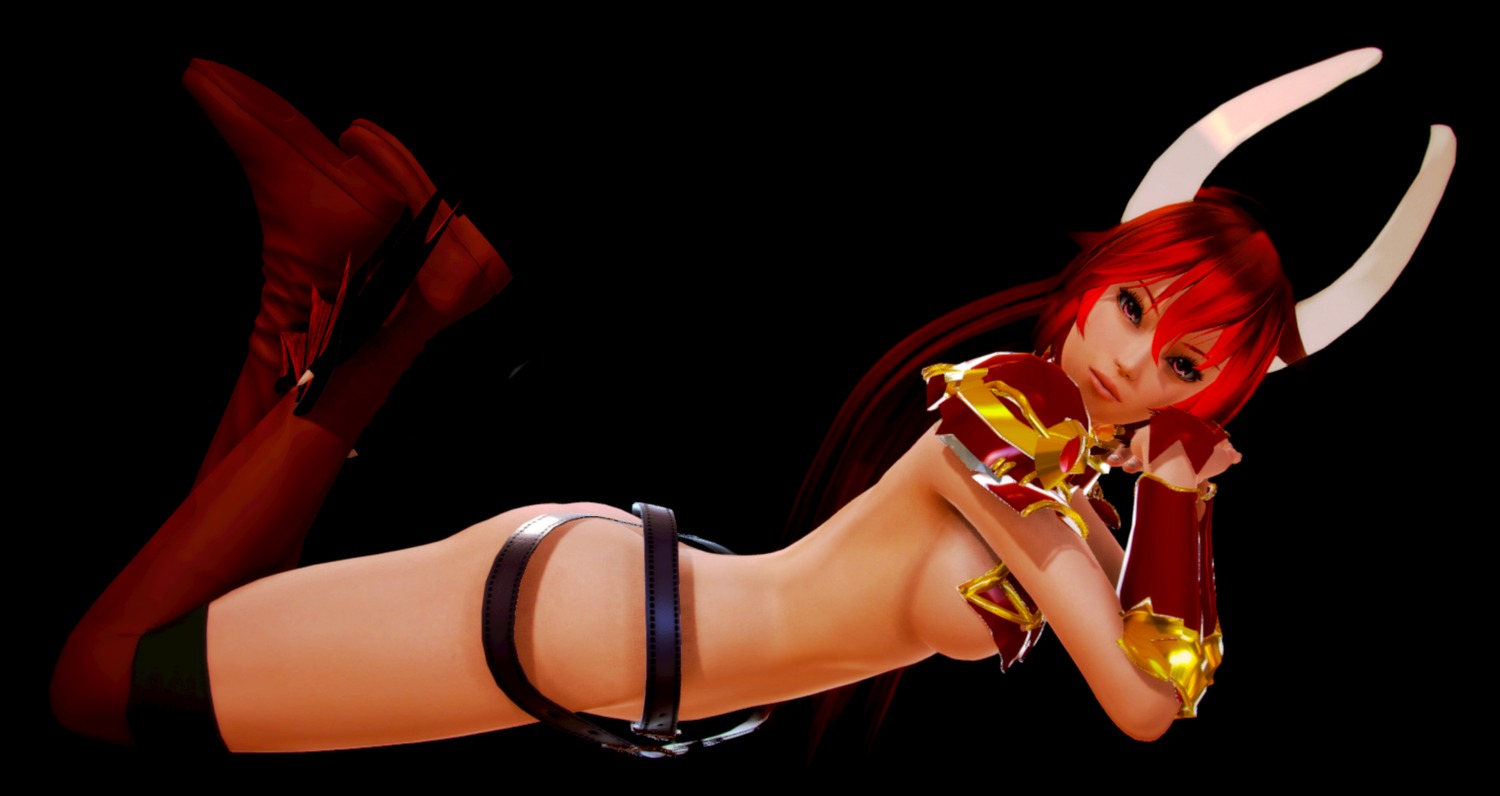 armor, bottomless, bra, horns, satan_(the_seven_deadly_sins), the_seven_deadly_sins, thighhighs, underboob