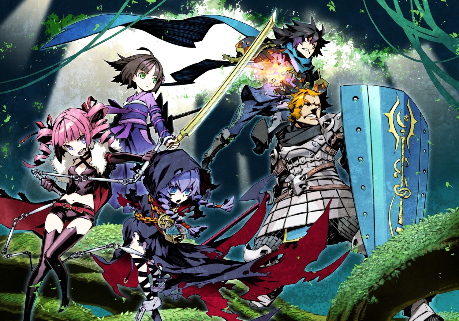armor, dark_hunter, japanese_clothes, miwa_shirow, sekaiju_no_meikyuu, sword, thighhighs, torn_clothes, weapon