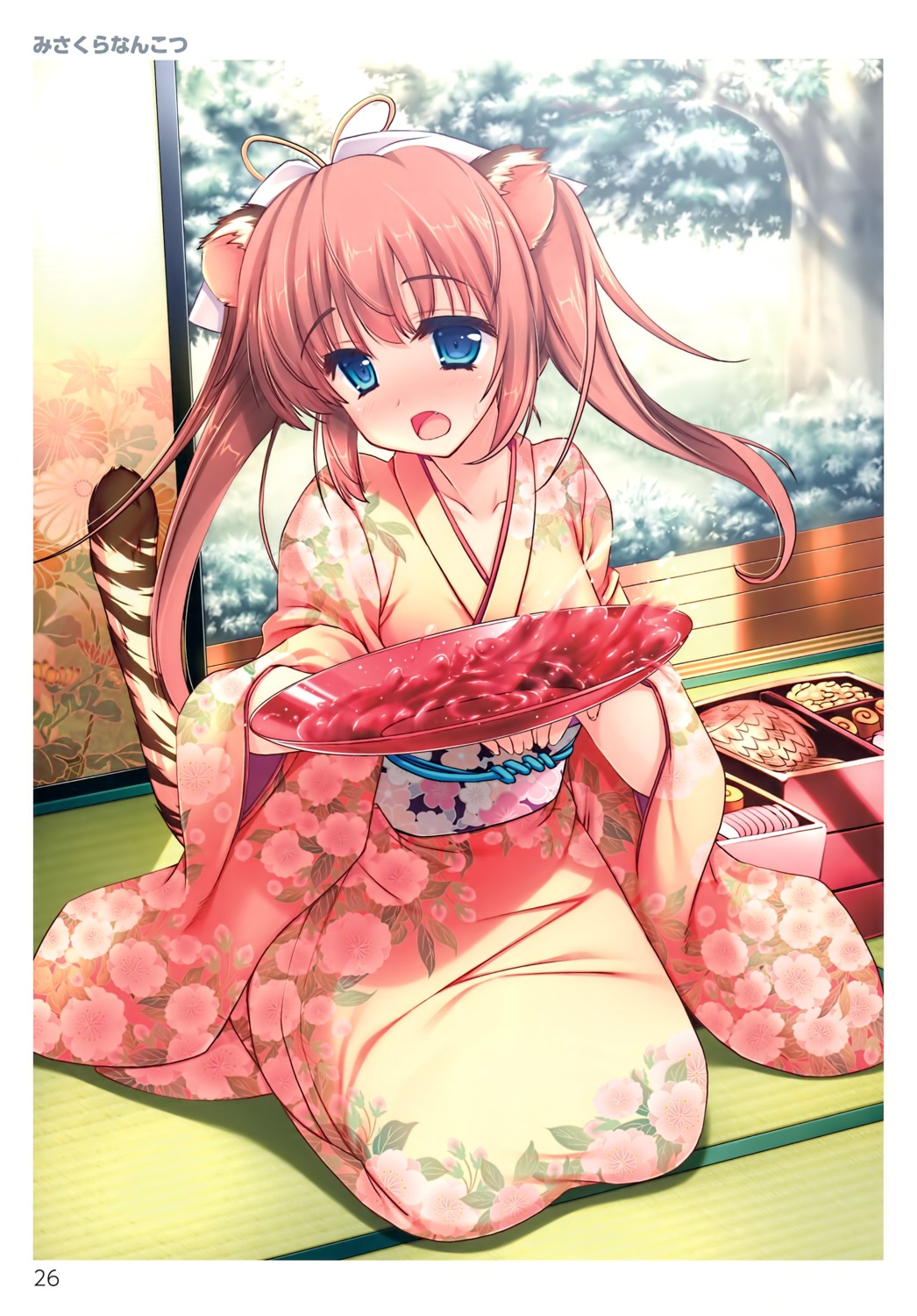 animal_ears, kimono, misakura_nankotsu, sake, tail, toranoana