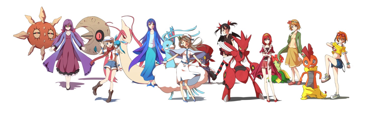 altaria, ayase_arisa, bellossom, bike_shorts, crossover, dress, glaceon, heels