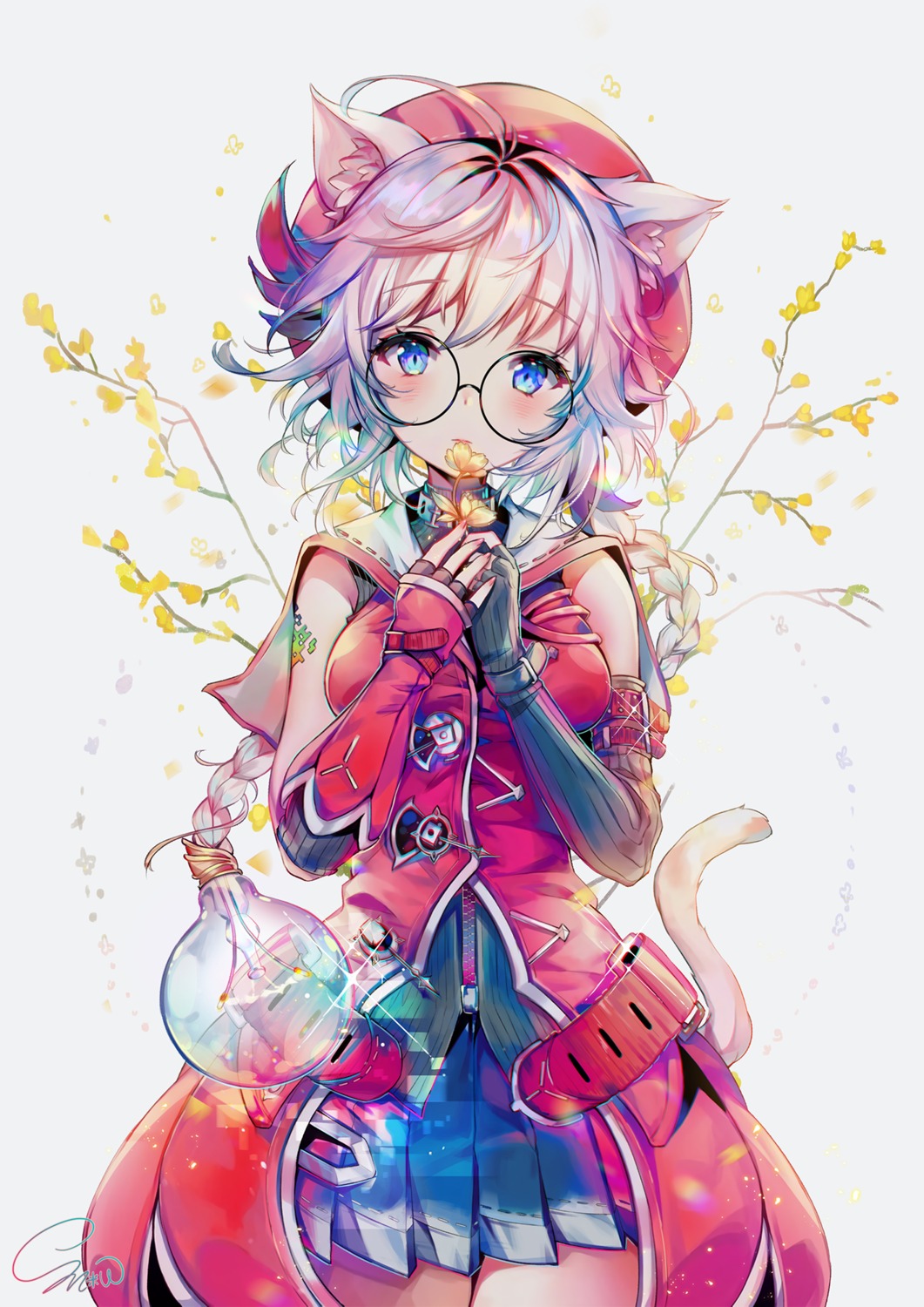 animal_ears, megane, nekomimi, qurare:_magic_library, snow_is, tail