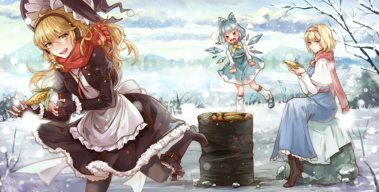 aili_(aliceandoz), alice_margatroid, cirno, heels, kirisame_marisa, pantyhose, touhou, wings