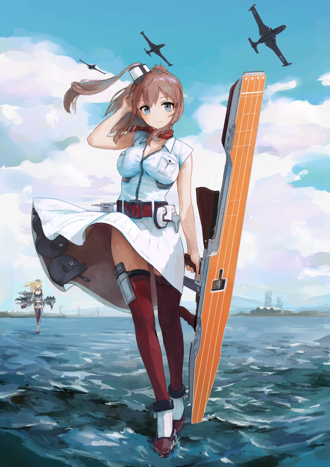 iowa_(kancolle), kantai_collection, saratoga_(kancolle), thighhighs, treeware