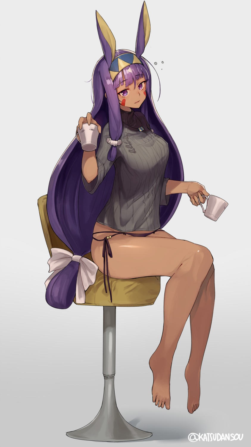 animal_ears, bunny_ears, fate/grand_order, katsudansou, nitocris_(fate), pantsu, sweater
