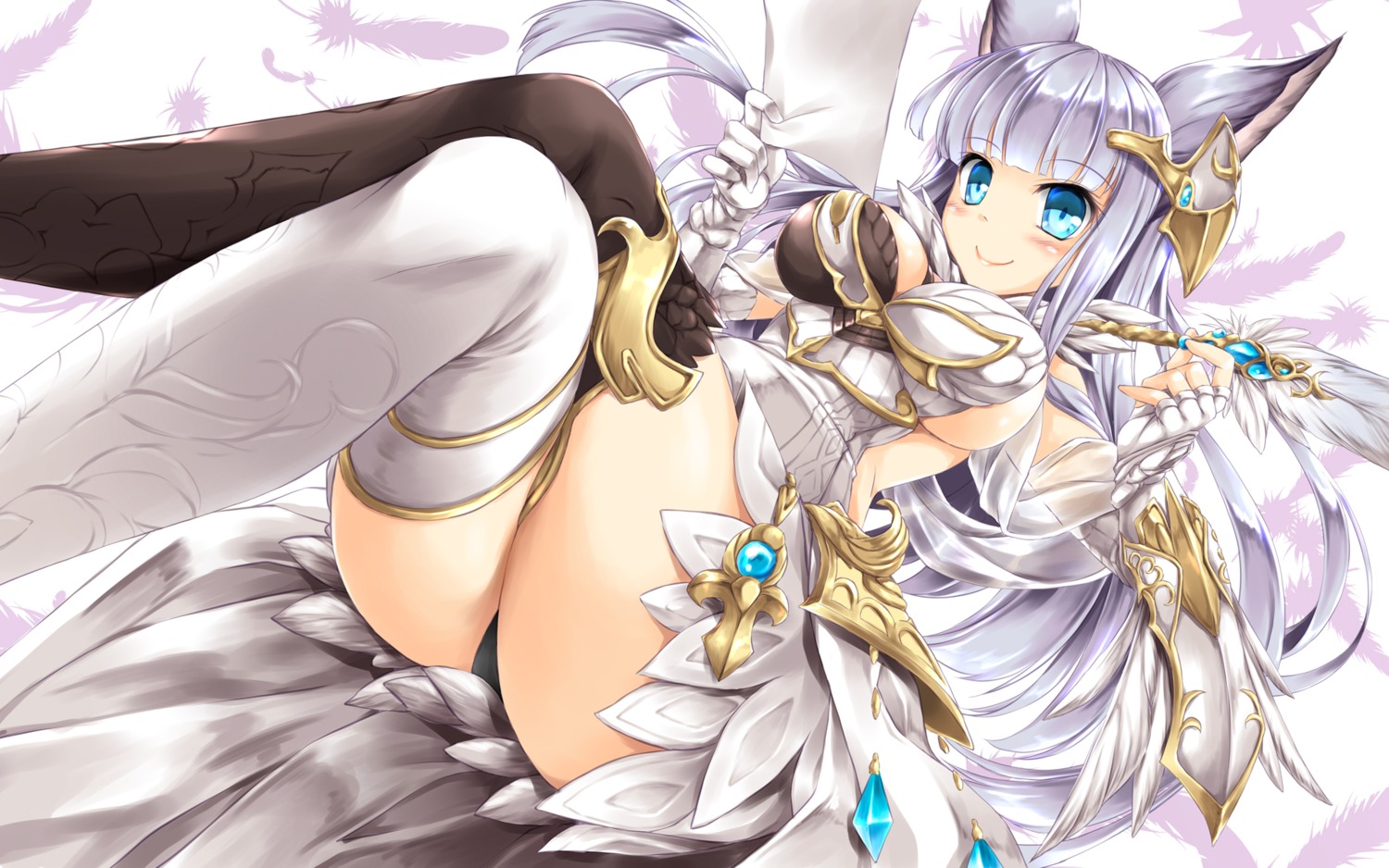 animal_ears, armor, granblue_fantasy, kamiya_tomoe, korwa, pantsu, thighhighs, wallpaper