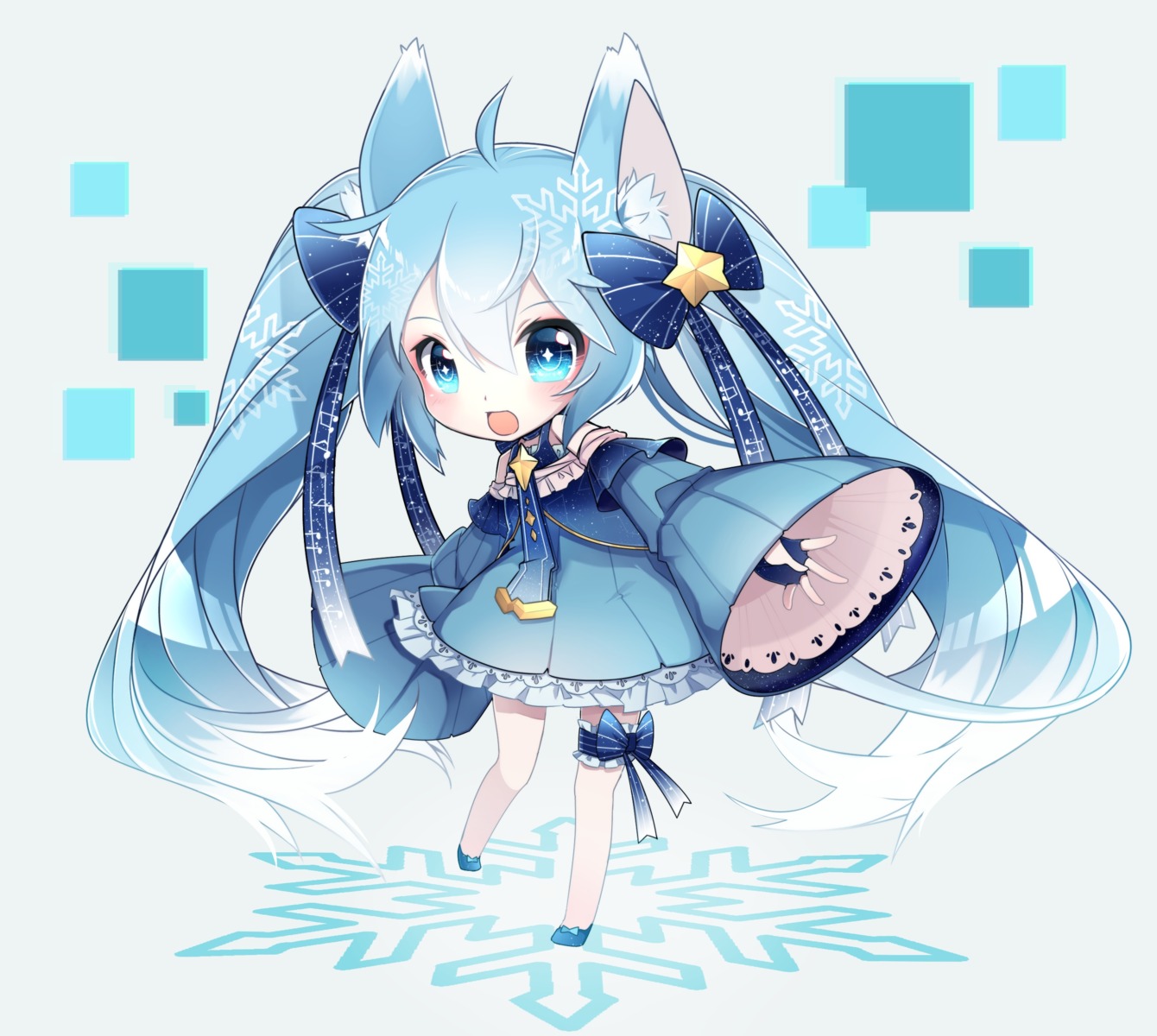 animal_ears, chibi, chuuko_anpu, garter, hatsune_miku, vocaloid, yuki_miku