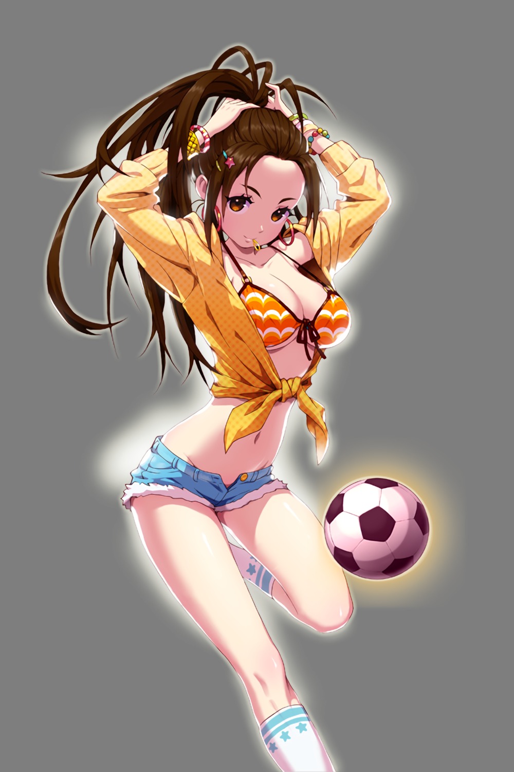 bikini_top, cleavage, comiccho, nana_(soccer_spirits), soccer, soccer_spirits, swimsuits, transparent_png, underboob