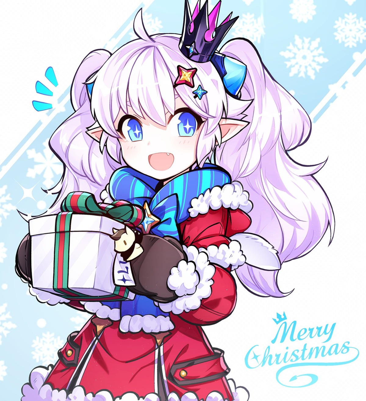 christmas, dress, elsword, horns, hwansang, lu_(elsword), pointy_ears