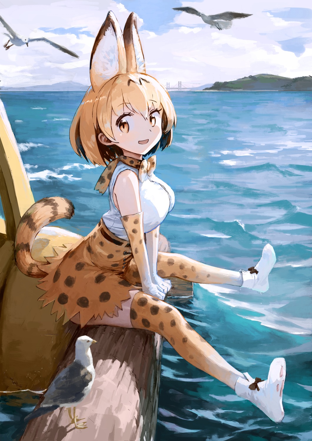 animal_ears, kemono_friends, serval, tail, thighhighs, treeware