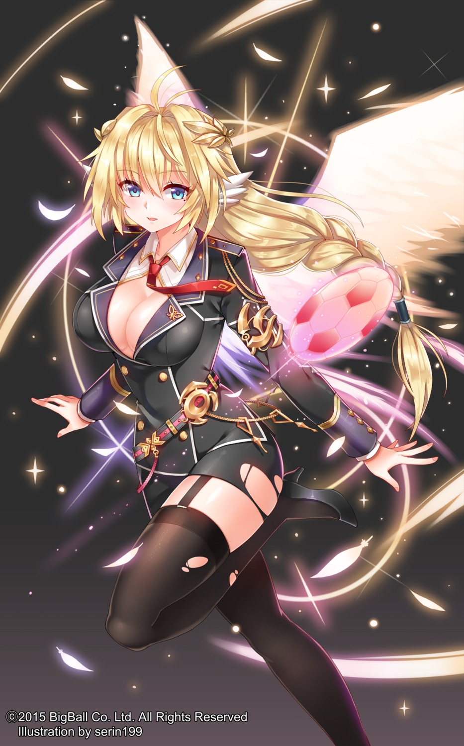 cleavage, heels, serin199, silla_(soccer_spirits), soccer, soccer_spirits, stockings, thighhighs