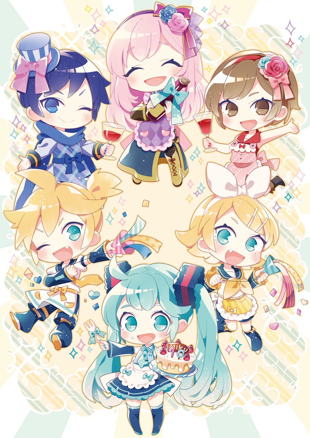 chibi, hatsune_miku, kagamine_len, kagamine_rin, kaito, megurine_luka, meiko, pantyhose