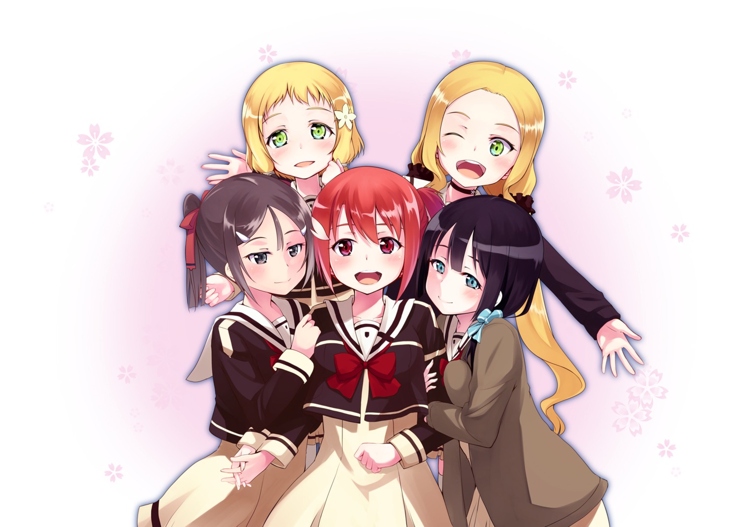 inubouzaki_fuu, inubouzaki_itsuki, miyoshi_karin, nanotsuki, seifuku, tougou_mimori, yuuki_yuuna, yuuki_yuuna_wa_yuusha_de_aru