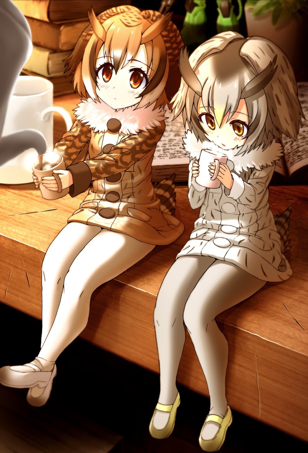 eurasian_eagle_owl, kemono_friends, northern_white-faced_owl, pantyhose, saiki_rider, tail