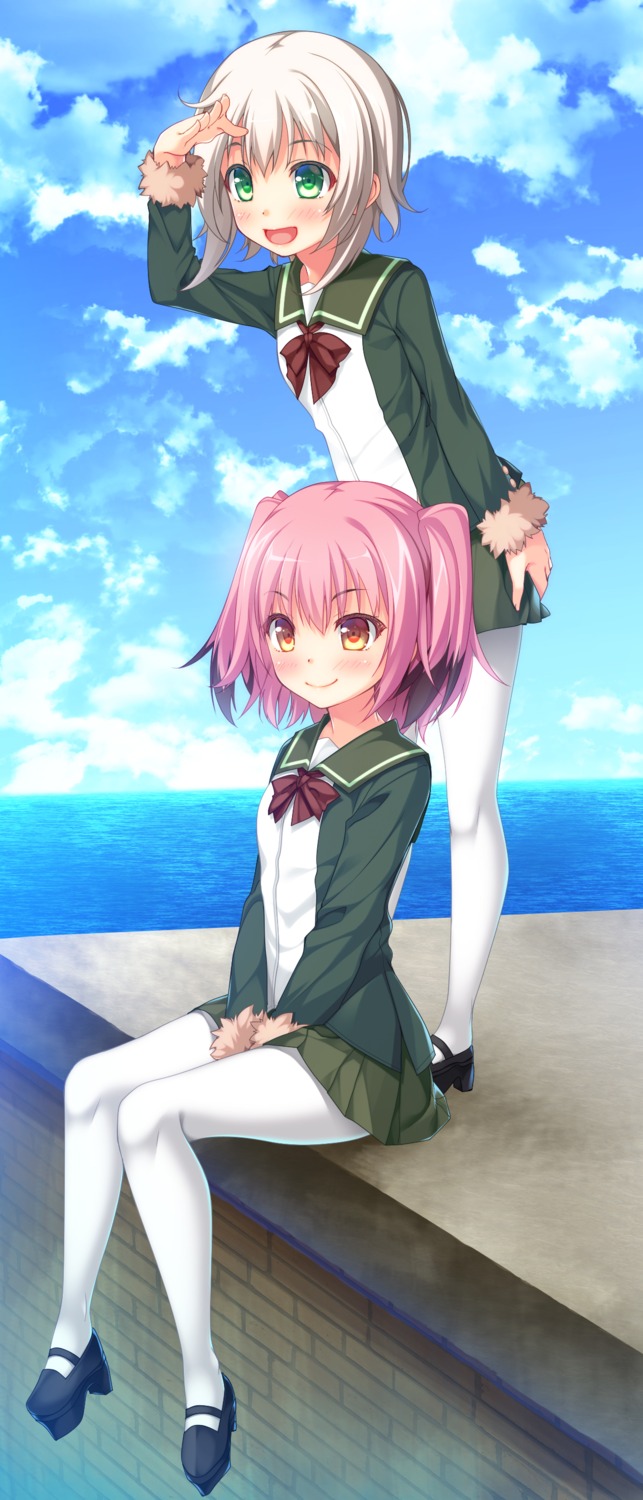 imachireki, kantai_collection, kunashiri_(kancolle), pantyhose, seifuku, shimushu_(kancolle)