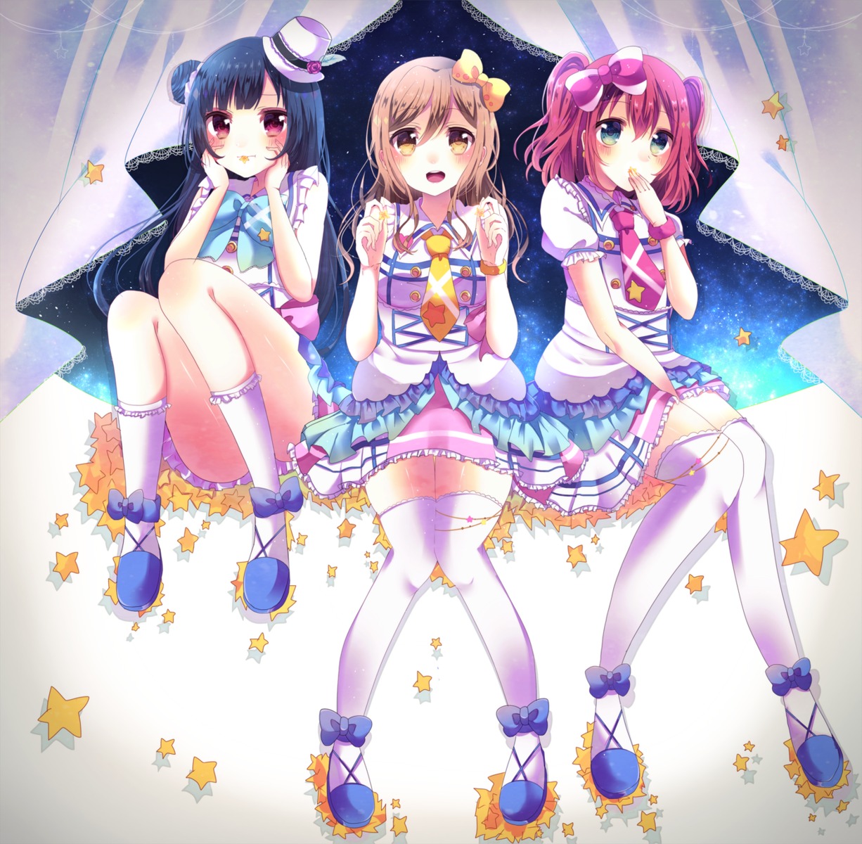 kunikida_hanamaru, kurosawa_ruby, love_live!_(series), love_live!_sunshine!!, thighhighs, tsushima_yoshiko, utasen_chiki
