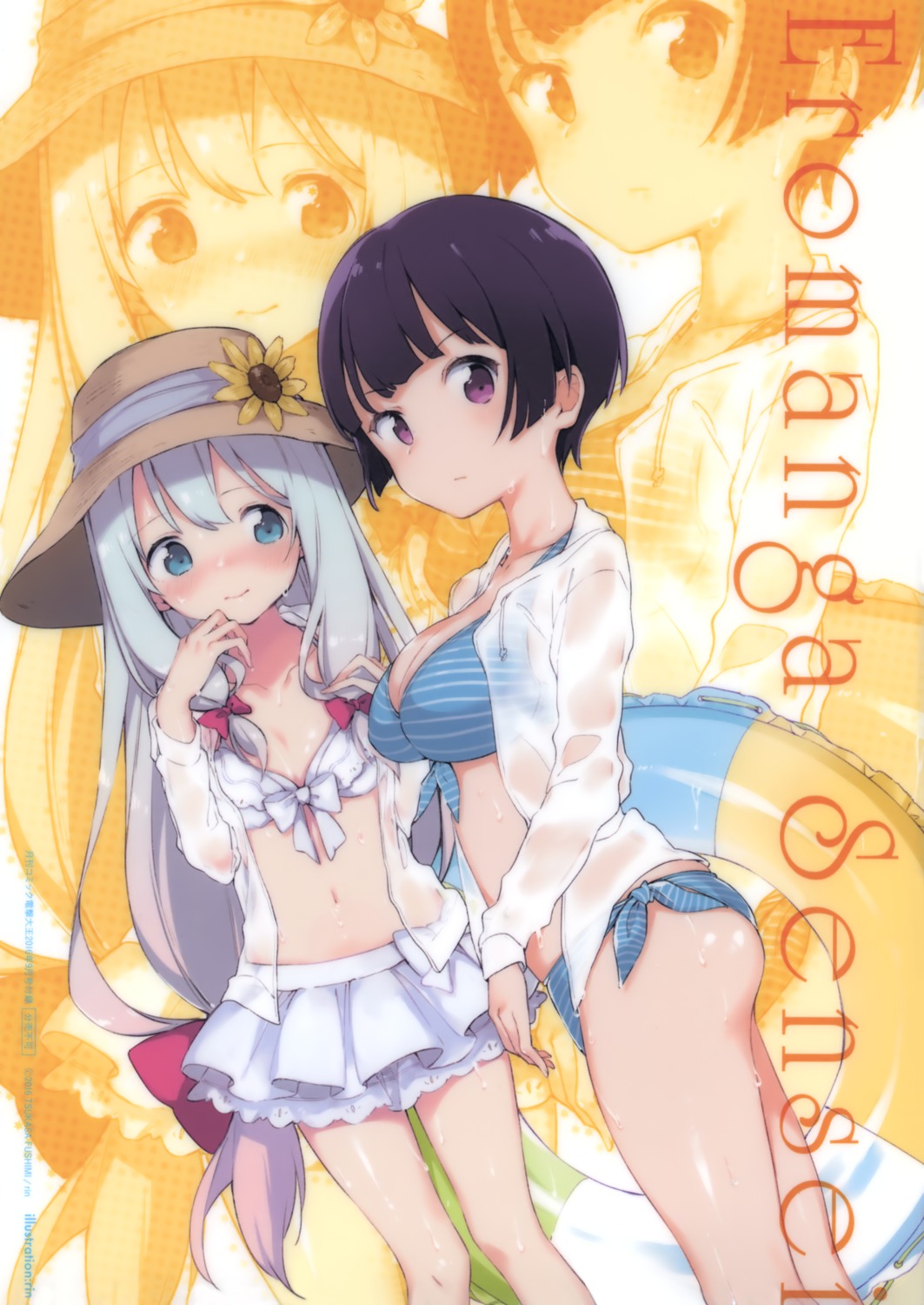 bikini, cleavage, eromanga-sensei, izumi_sagiri, open_shirt, rin_(royal), see_through, senju_muramasa, swimsuits, wet_clothes