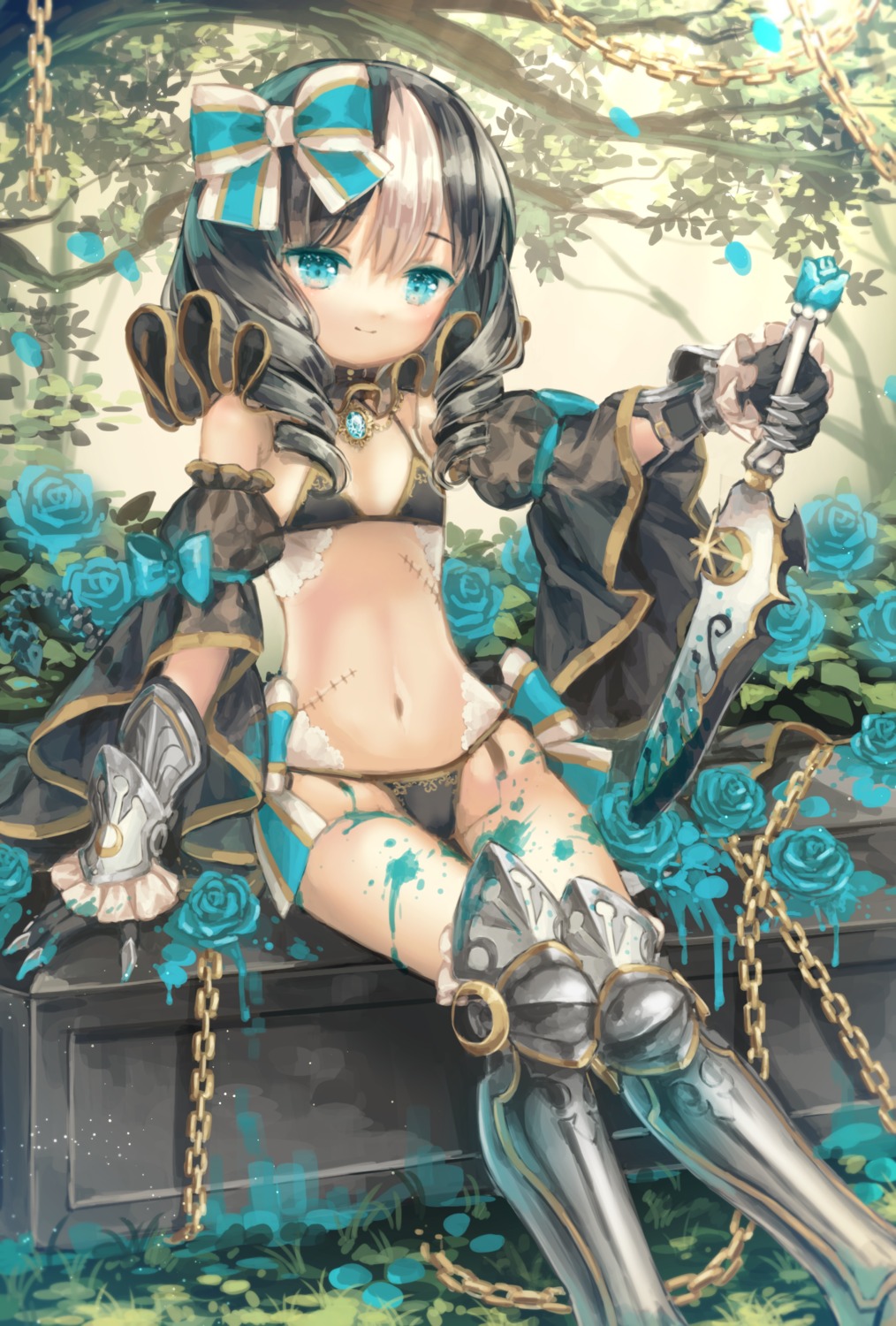 armor, bikini, cleavage, swimsuits, sword, yumeichigo_alice