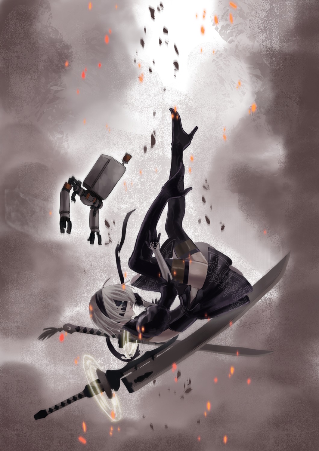 dress, heels, mikasa, nier, nier_automata, sword, thighhighs, yorha_no.2_type_b