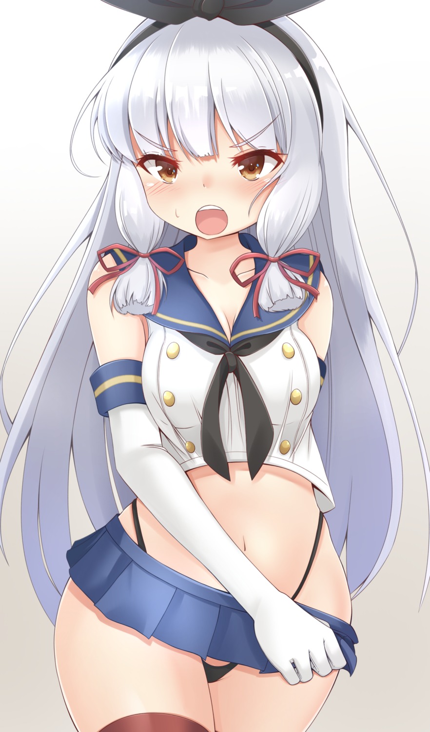 cleavage, cosplay, doyachii, kantai_collection, murakumo_(kancolle), shimakaze_(kancolle), thighhighs, thong