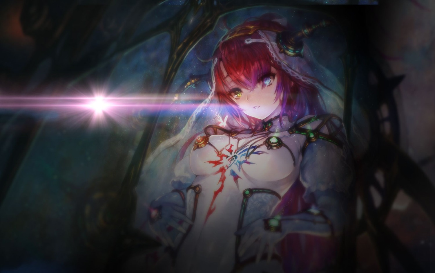 alushe_anatoria, bodysuit, gust_(company), heterochromia, yoru_no_nai_kuni, yoru_no_nai_kuni_2, yoshiku