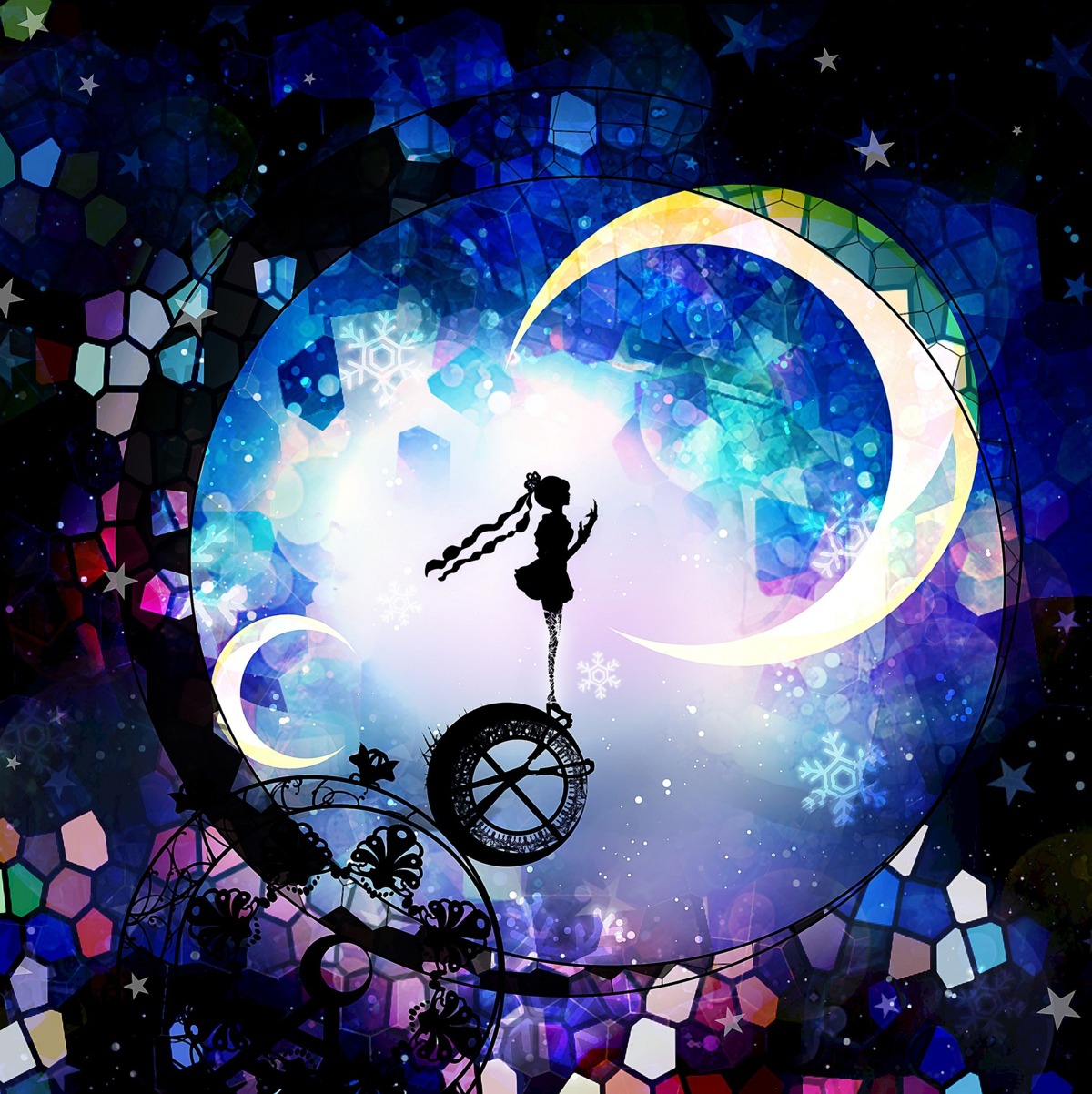 harada_miyuki, hatsune_miku, heels, landscape, silhouette, vocaloid
