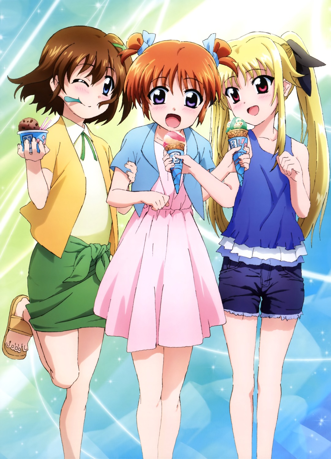 dress, fate_testarossa, mahou_shoujo_lyrical_nanoha, mahou_shoujo_lyrical_nanoha_reflection, takamachi_nanoha, yagami_hayate
