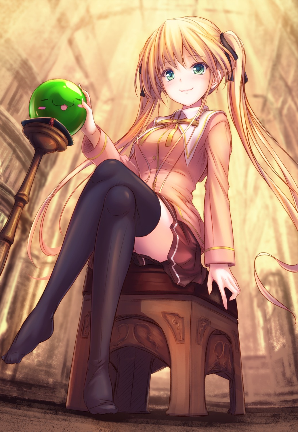 feet, happiness, hiiragi_anri, seifuku, tenmaso, thighhighs