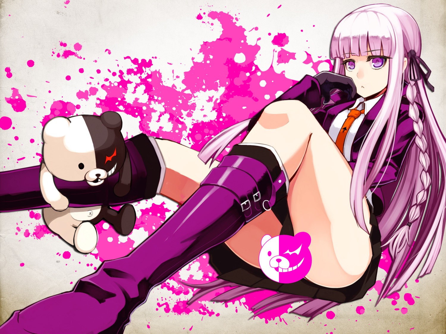 censored, dangan-ronpa, kirigiri_kyouko, monokuma, nira_ika_nai, seifuku