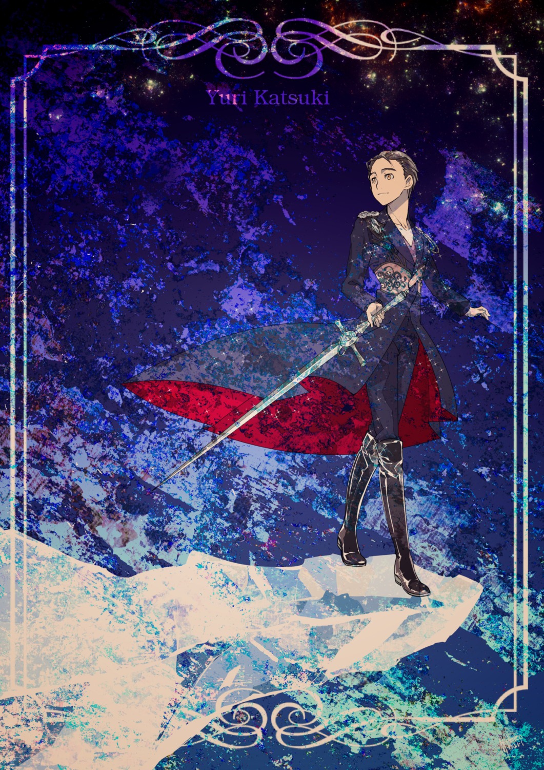 katsuki_yuuri, male, mouri, sword, yuri!!!_on_ice