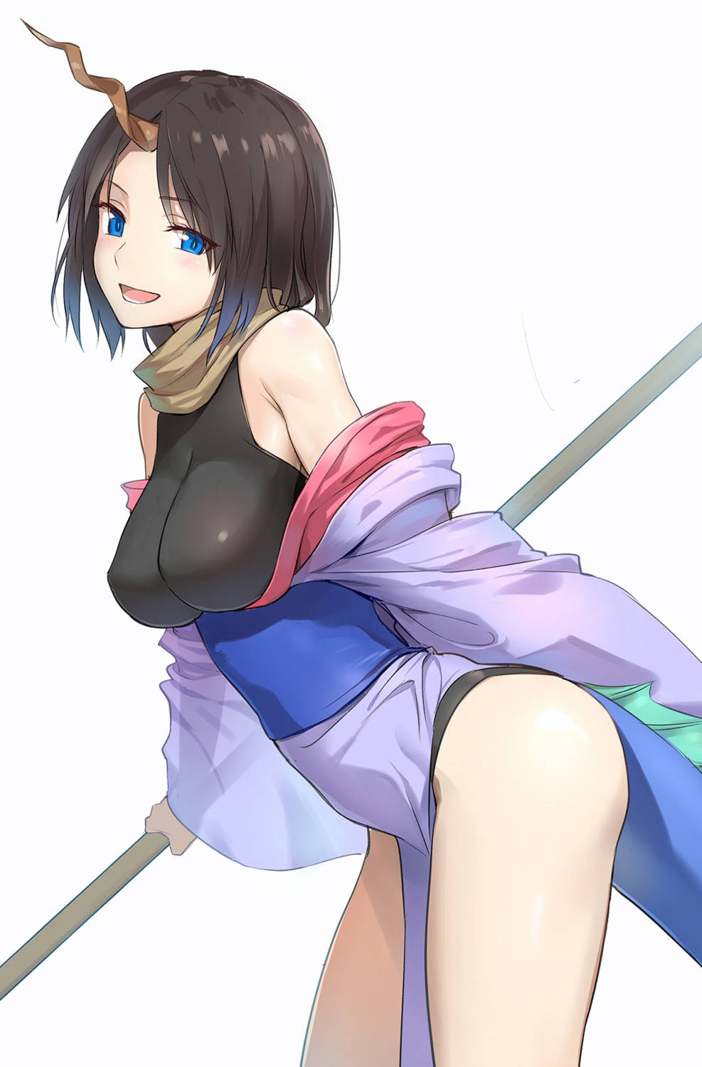 elma_(maidragon), fightpower, horns, kimono, kobayashi-san_chi_no_maidragon, leotard