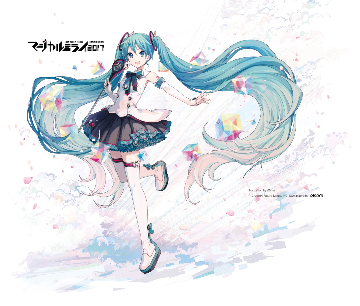 hatsune_miku, ixima, jpeg_artifacts, magical_mirai, tattoo, thighhighs, vocaloid