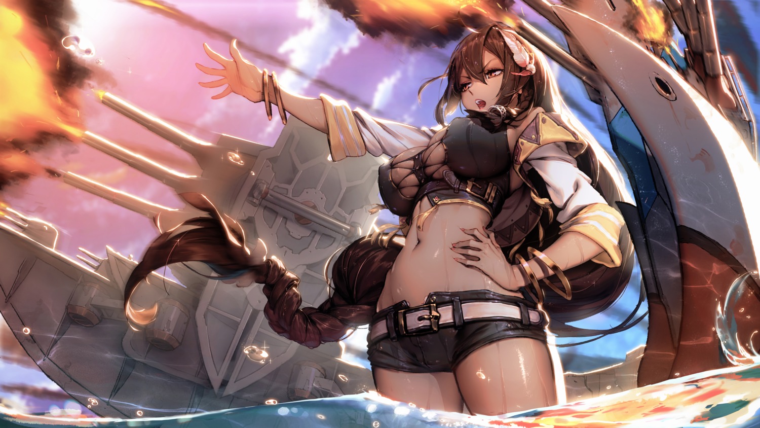 azur_lane, han-0v0, south_dakota_(azur_lane), wet