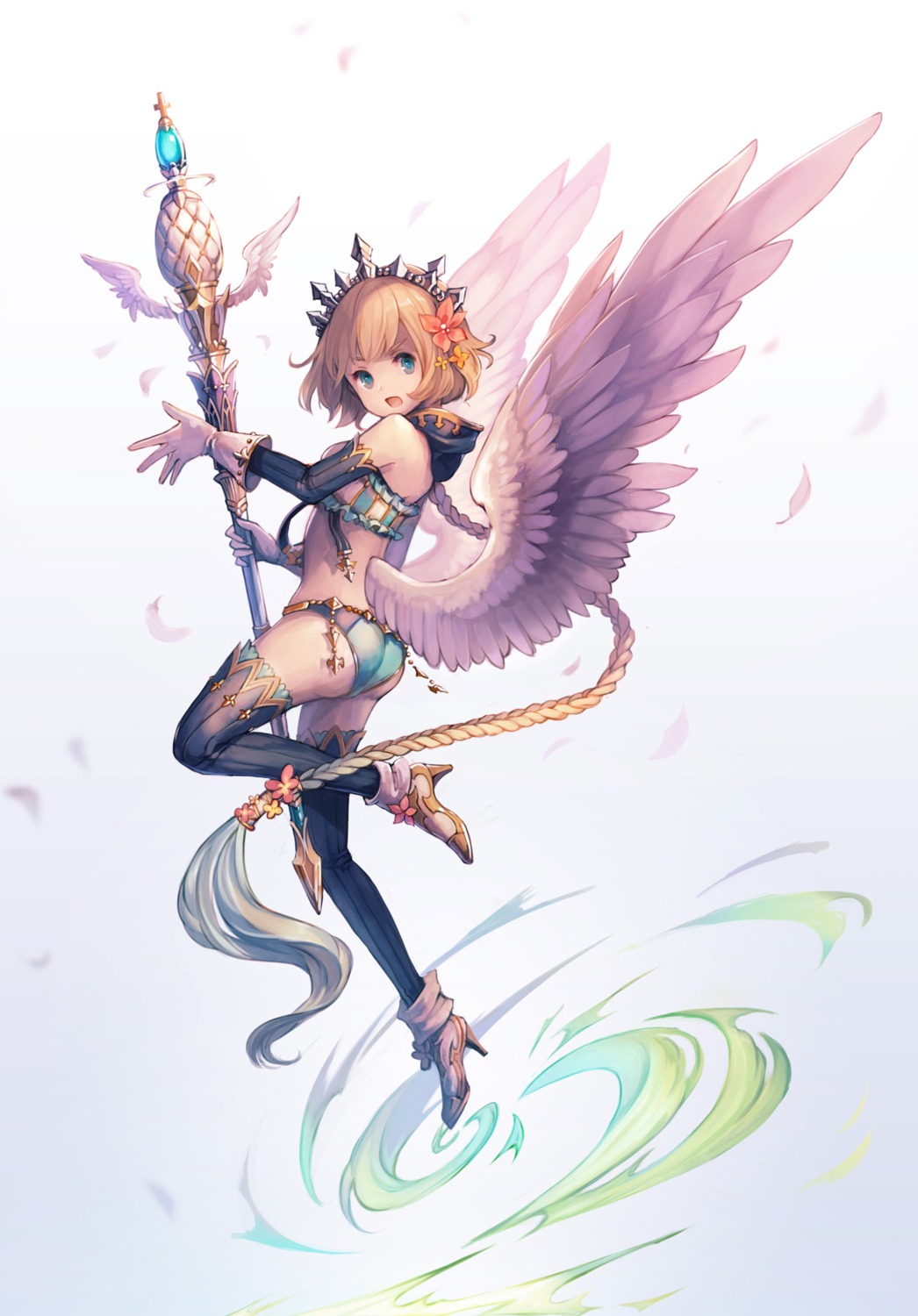 aka_tonbo_(lovetow), ass, bikini_armor, heels, thighhighs, weapon, wings