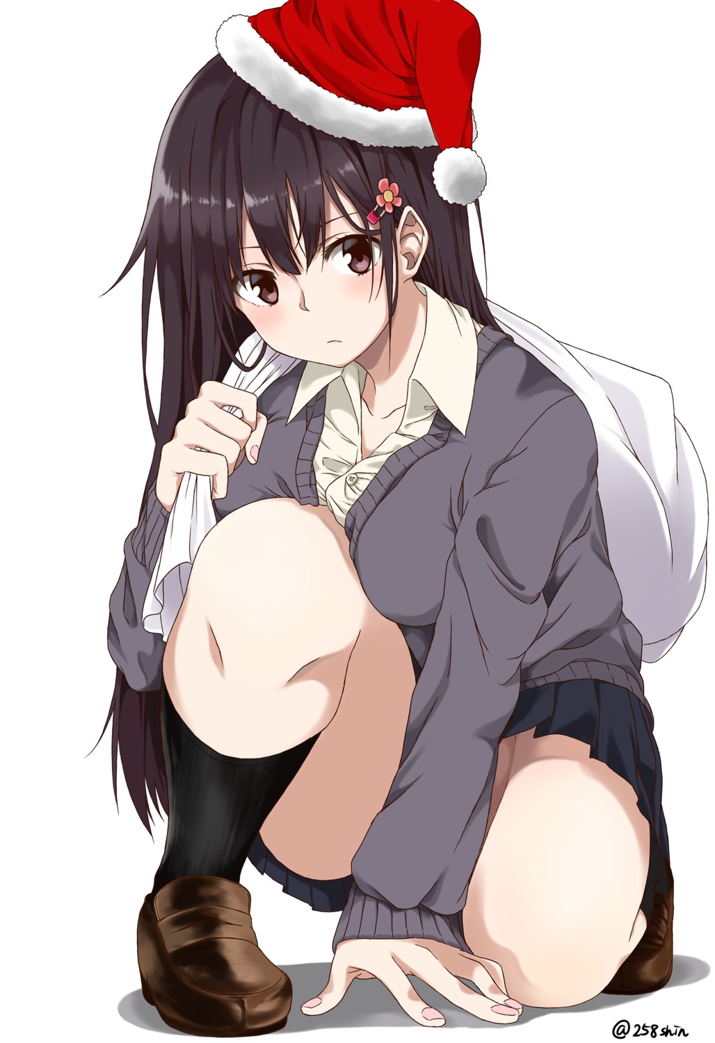 amu_(258shin), christmas, seifuku, sweater