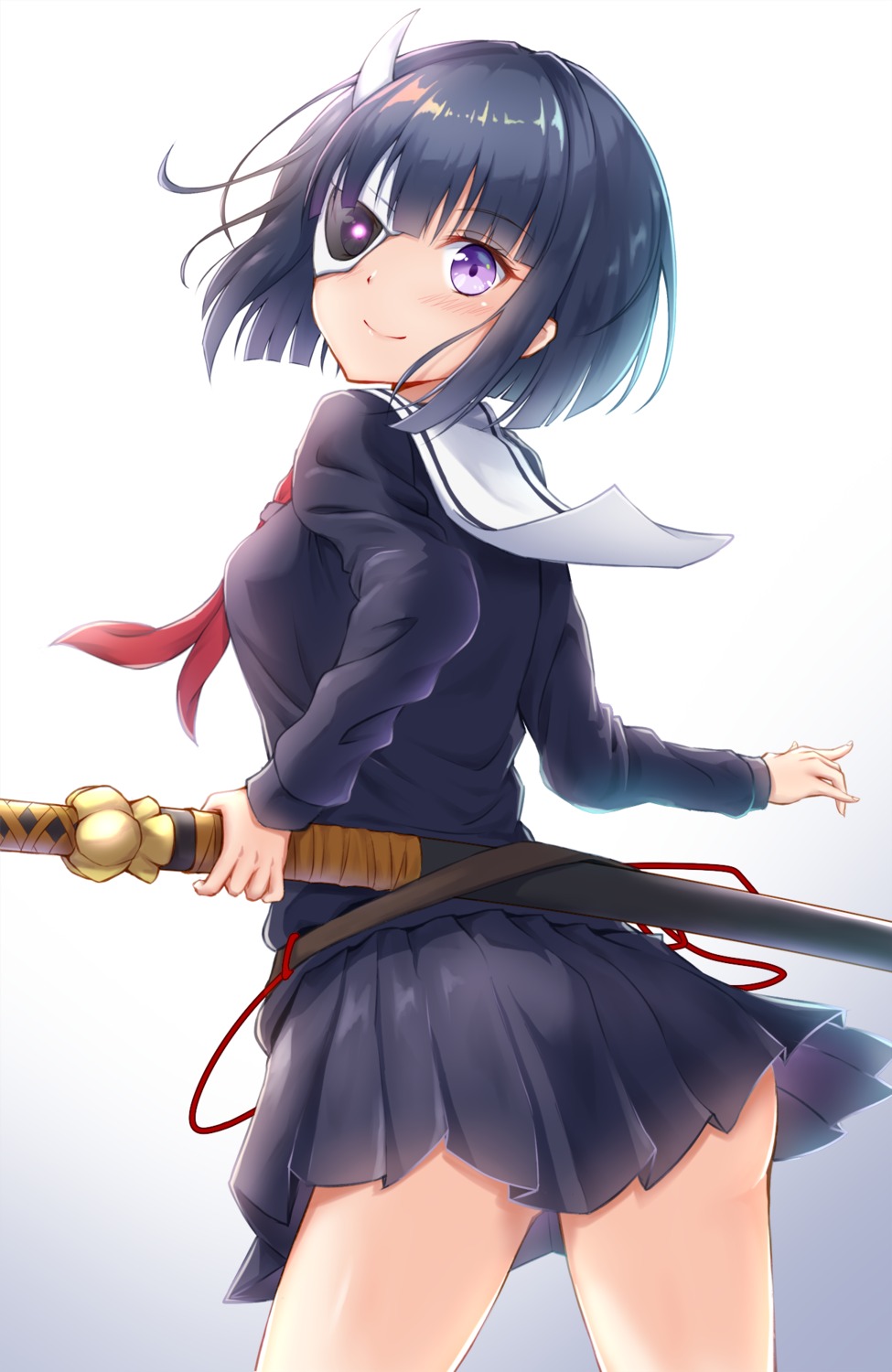 busou_shoujo_machiavellism, horns, onigawara_rin, seifuku, sword, toki_(toki_ship8)
