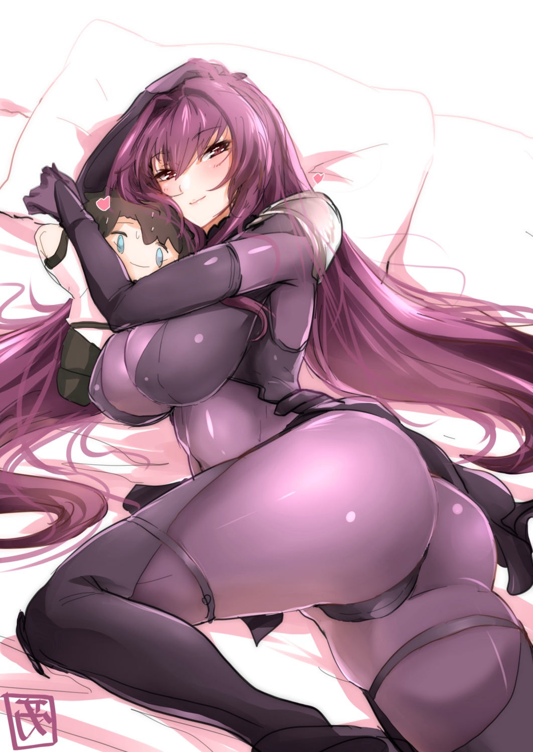 ass, bodysuit, fate/grand_order, fujimaru_ritsuka_(female), scathach_(fate), slept_(re_mix)