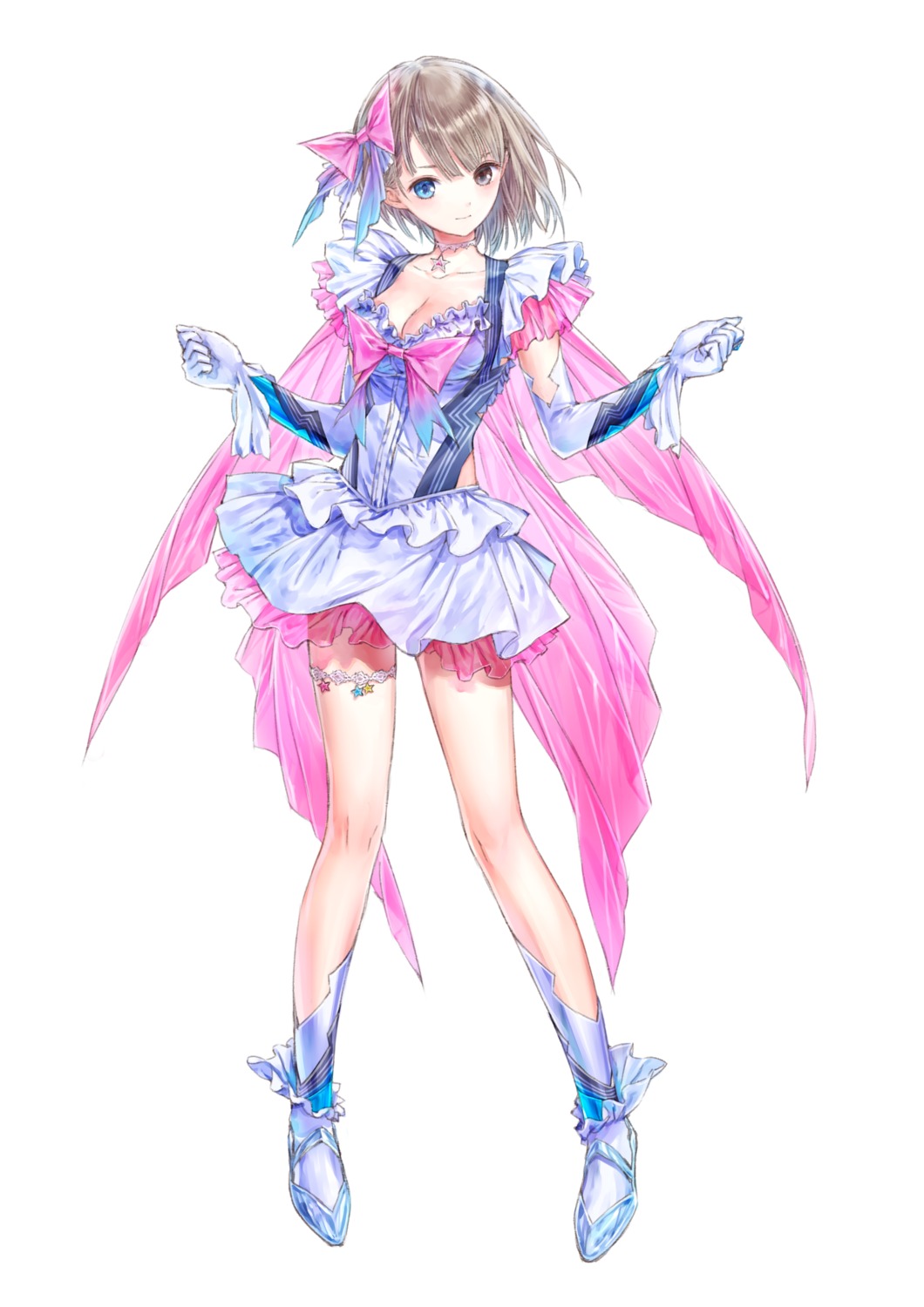 blue_reflection, cleavage, garter, gust_(company), heterochromia, kishida_mel, see_through, shirai_hinako