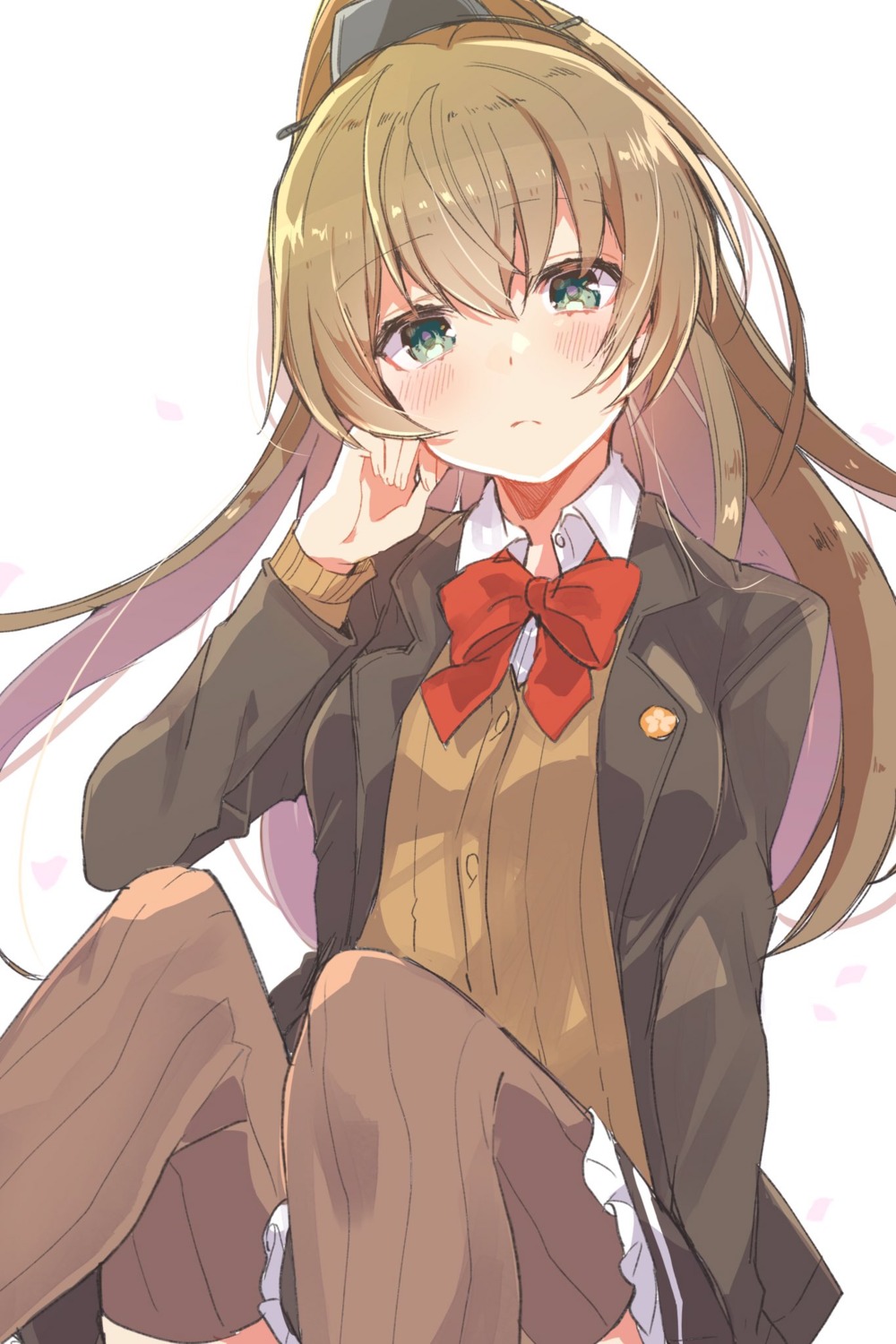 kantai_collection, kumano_(kancolle), seifuku, sweater, takeshima_eku, thighhighs