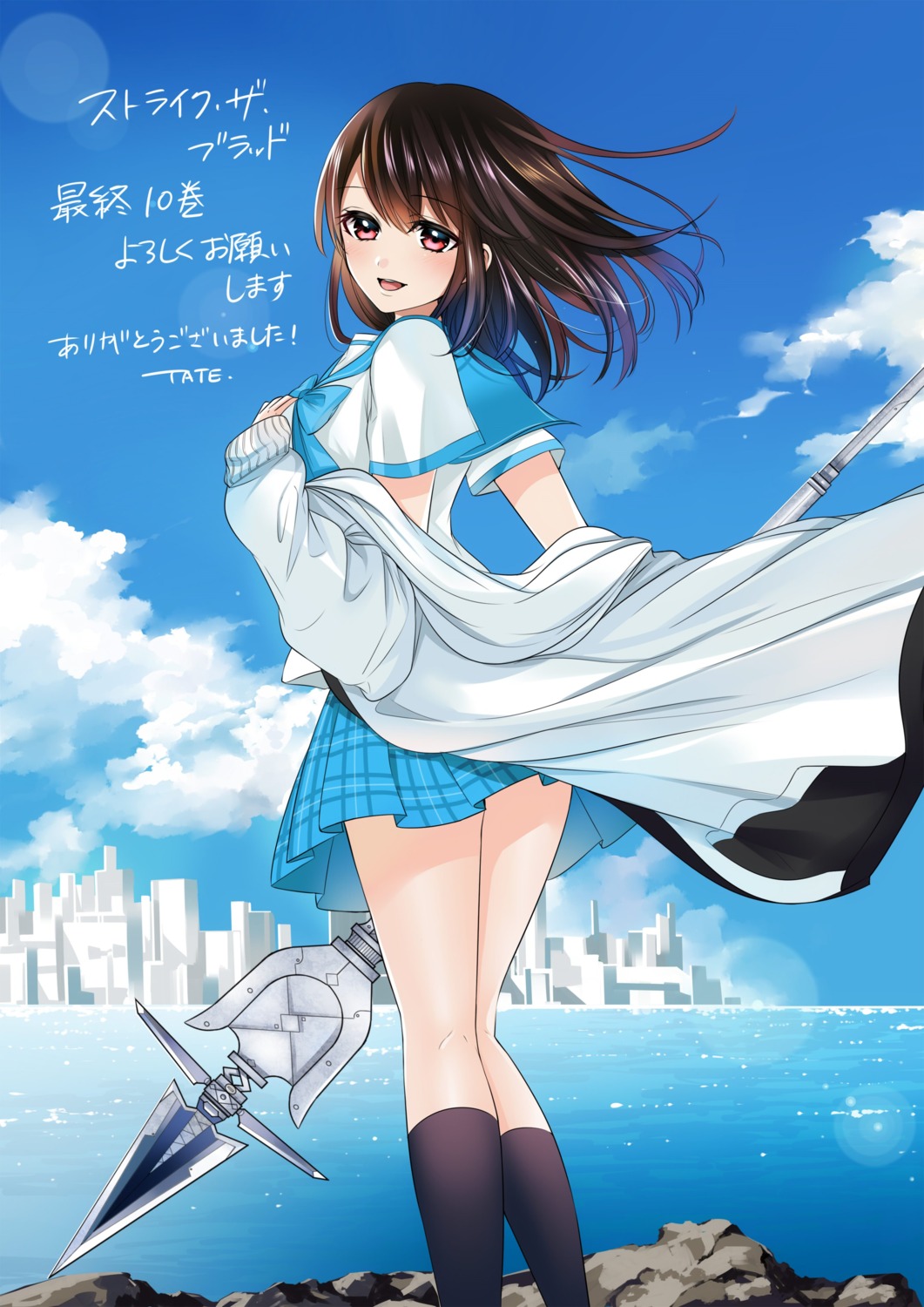 himeragi_yukina, seifuku, strike_the_blood, tate, weapon