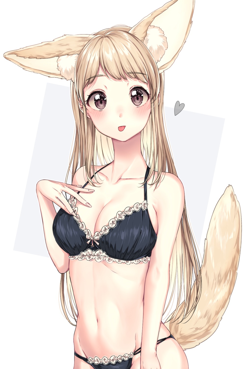 animal_ears, bra, cleavage, pantsu, tail, umeno_(shio1205)