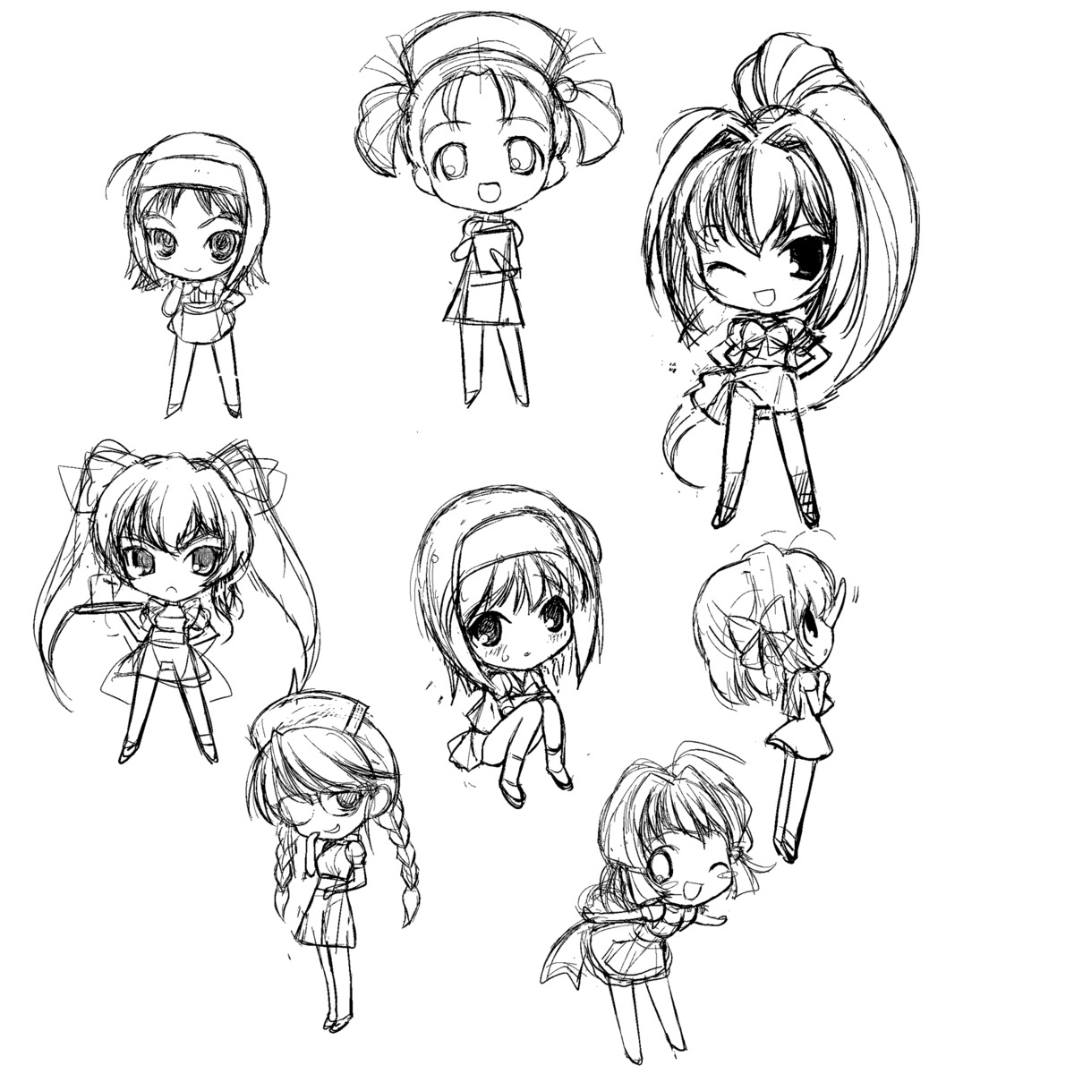 a1, chibi, daikuuji_ayu, hayase_mitsuki, initial-g, monochrome, pantsu, sakaki_chizuru