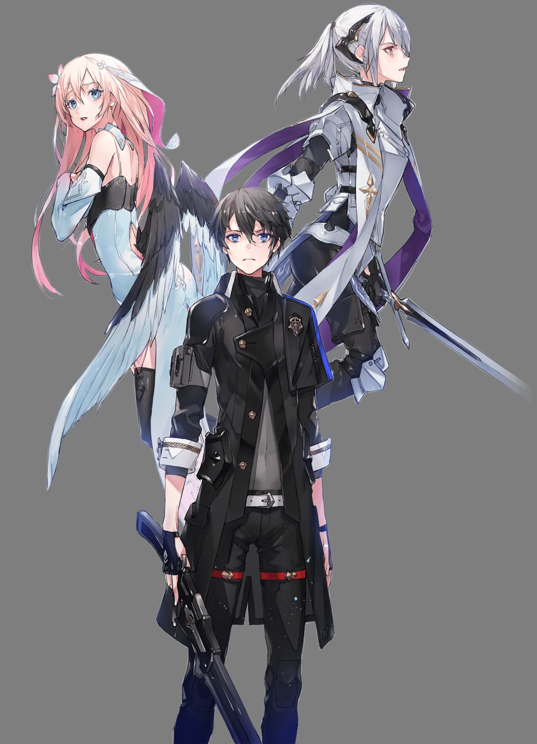 armor, dress, gun, jeanne_e._anise, kai_sakura_vento, naze_boku_no_sekai_wo_daremo_oboeteinai_no_ka?, neco, rinne_(nazeboku)