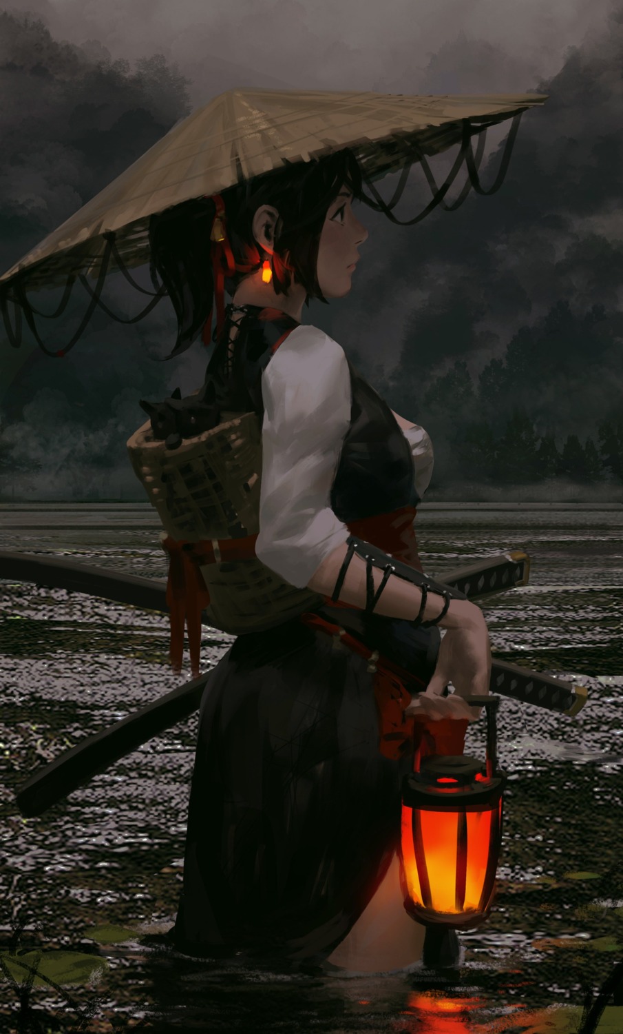 guweiz, neko, sword, wet