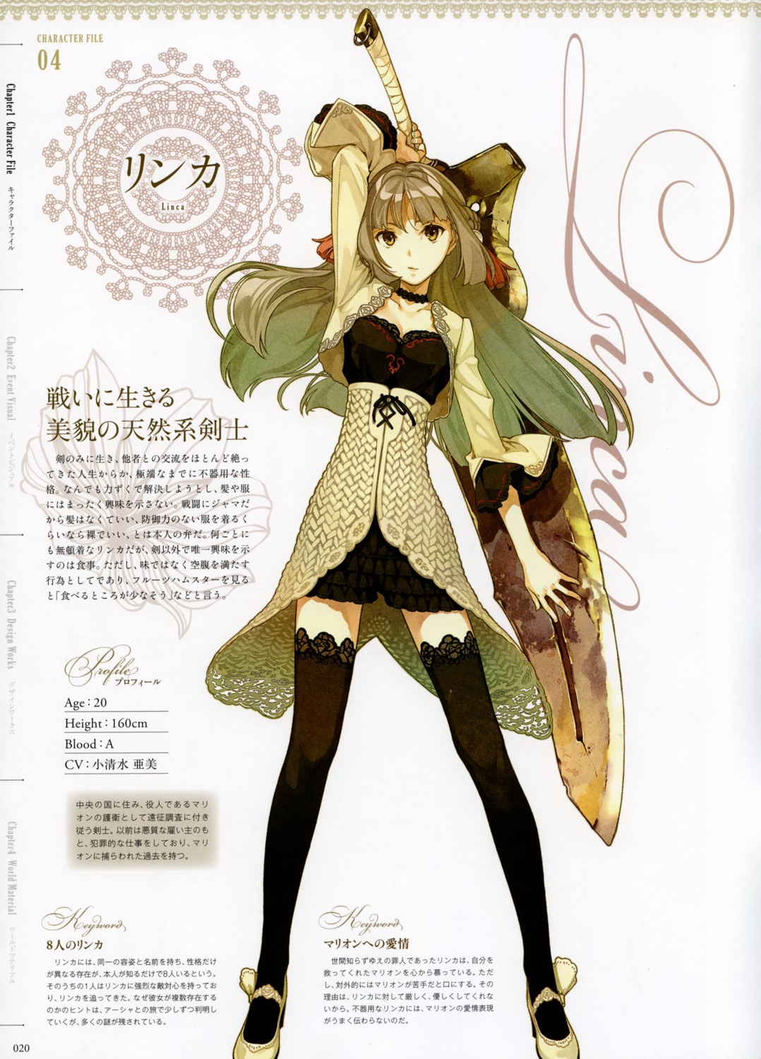 atelier, atelier_ayesha, character_design, hidari, linca, profile_page