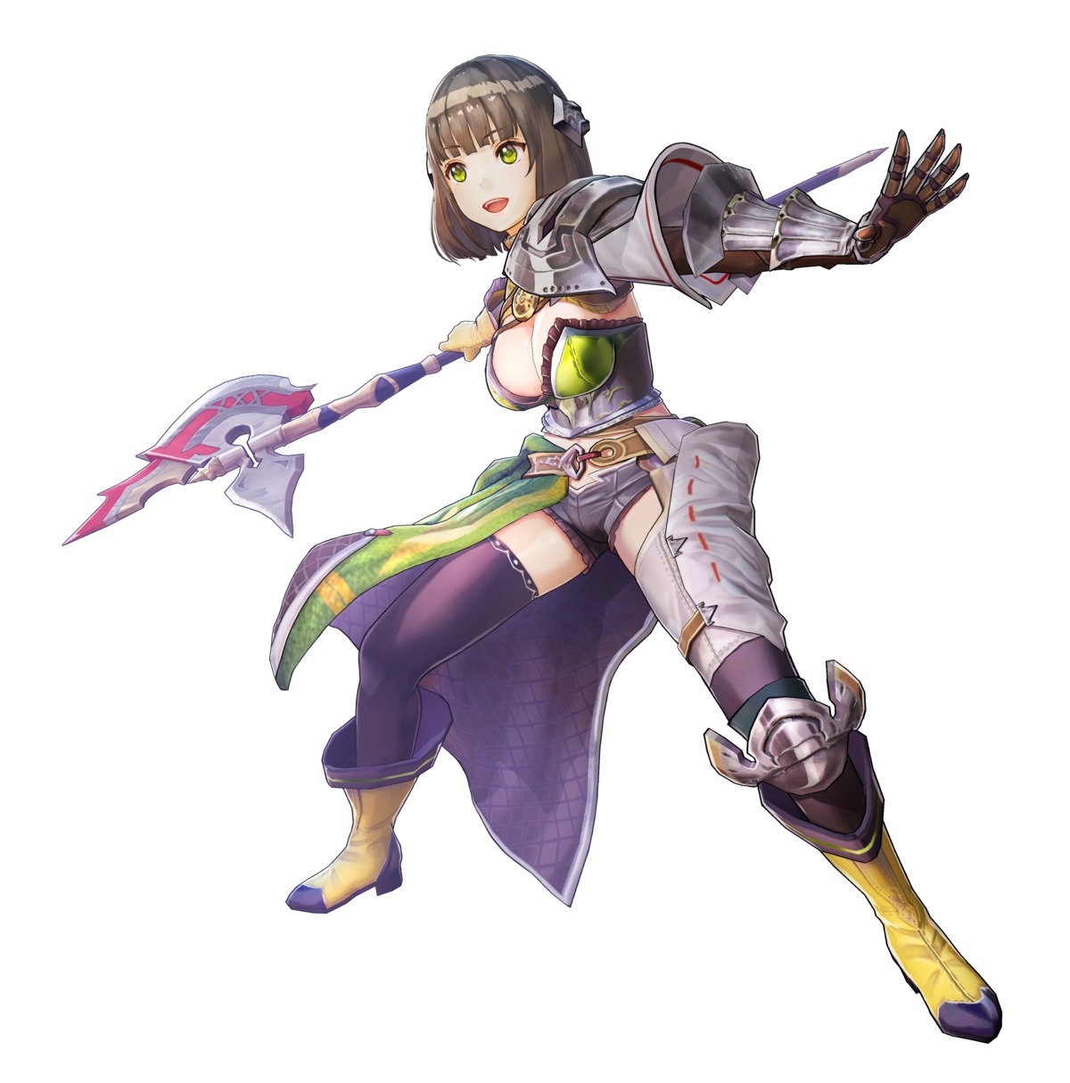 armor, atelier, atelier_firis, cleavage, drossel_weissberg, koei_tecmo, thighhighs, weapon, yuugen