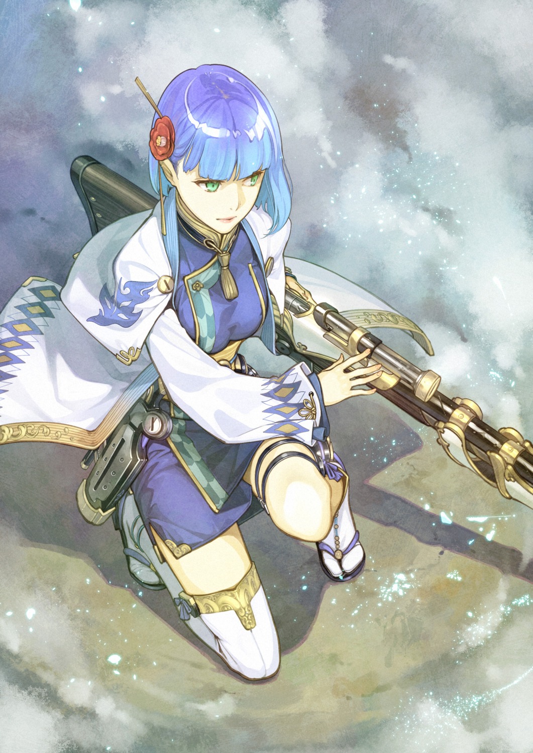 gun, hidari, horo_(toukiden_kiwami), thighhighs, toukiden